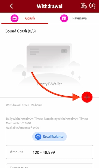 Step 2: click the plus icon to add a GCash account.